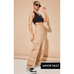 (Minor Fault) Stone Pocket Detail Wide Leg Cargo Trousers