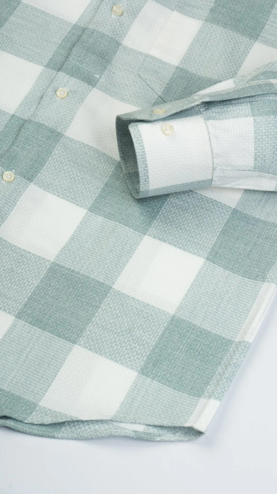 Mint Green Color Checks Pure Cotton Shirt For Men