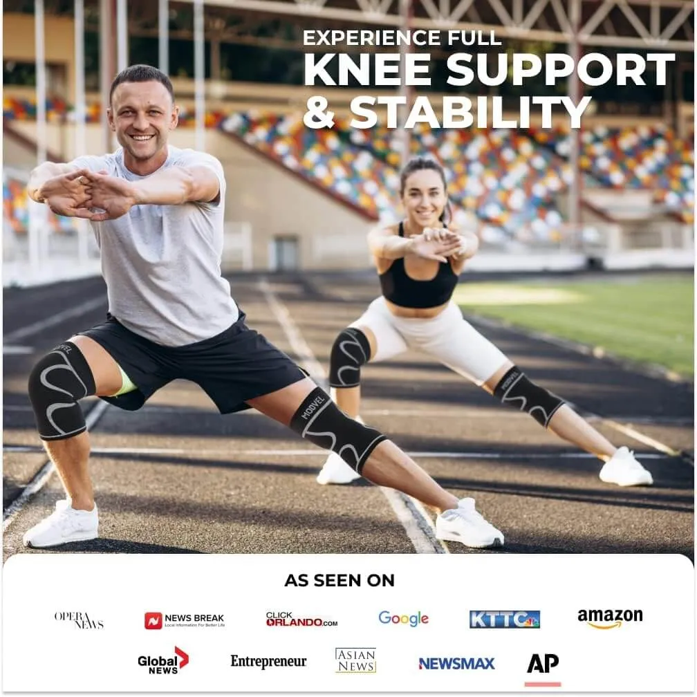 Modvel Knee Sleeve - Support & Pain Relief (Pair) for Men and Women | Ideal for Knee Stability, Workout, Sports, and Recovery