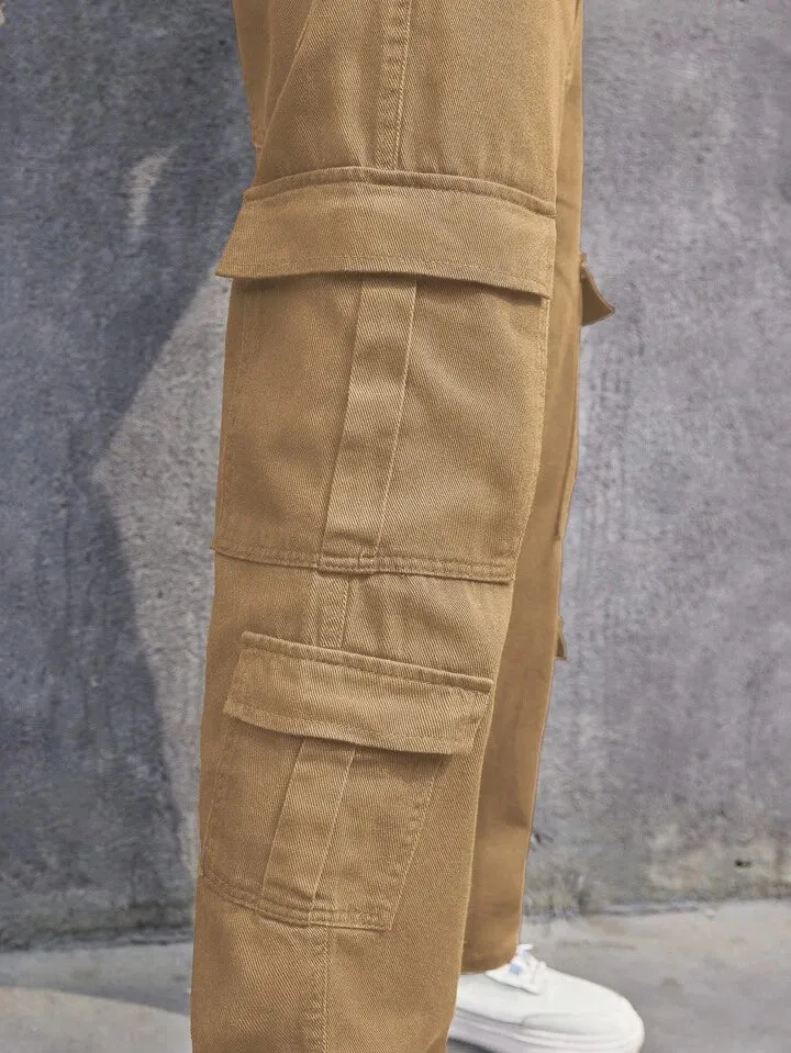 Neutral Nude Men Baggy Fit Cargo