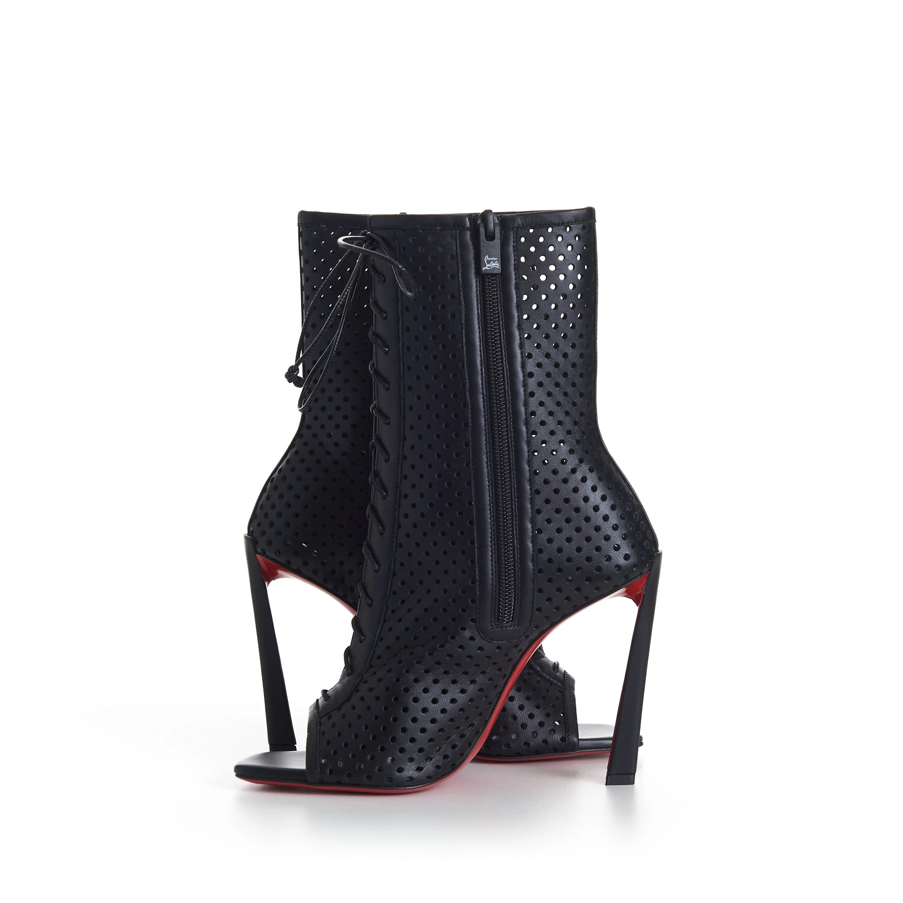 Open Condoray Booty 100mm - Perforated Nappa Leather - Black