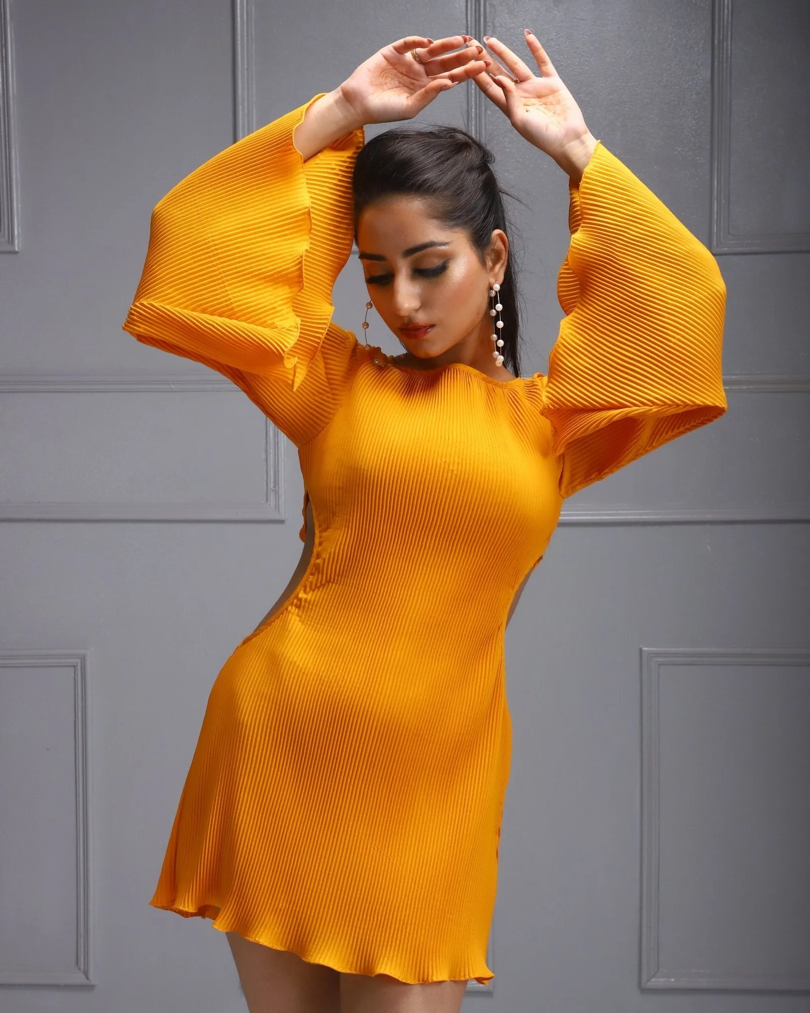 Orange Bell Sleeve Dress