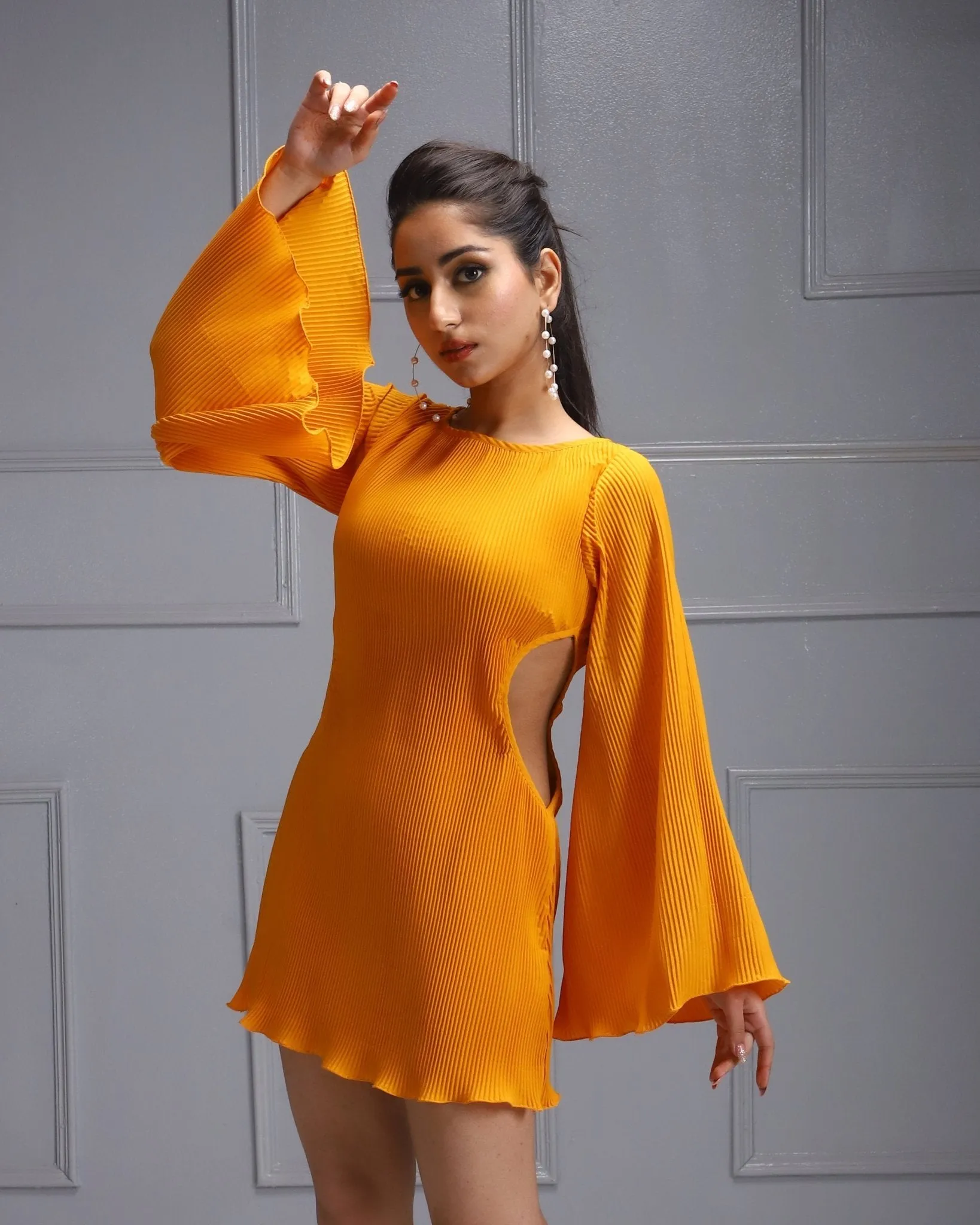 Orange Bell Sleeve Dress