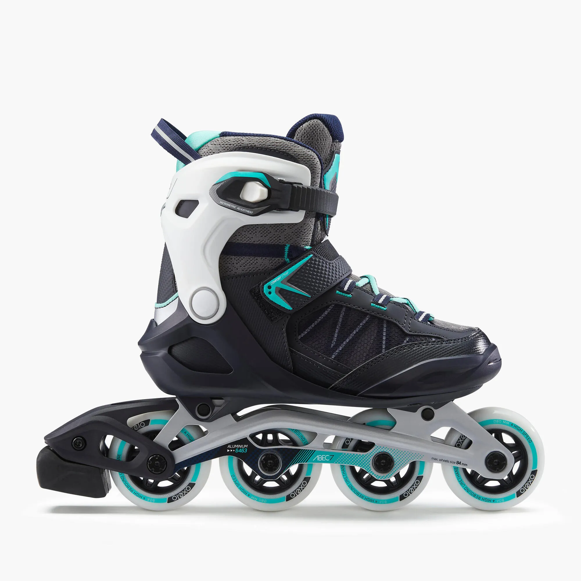 Oxelo FIT500 Inline Fitness Roller Skate Aluminium 80mm 80A Women