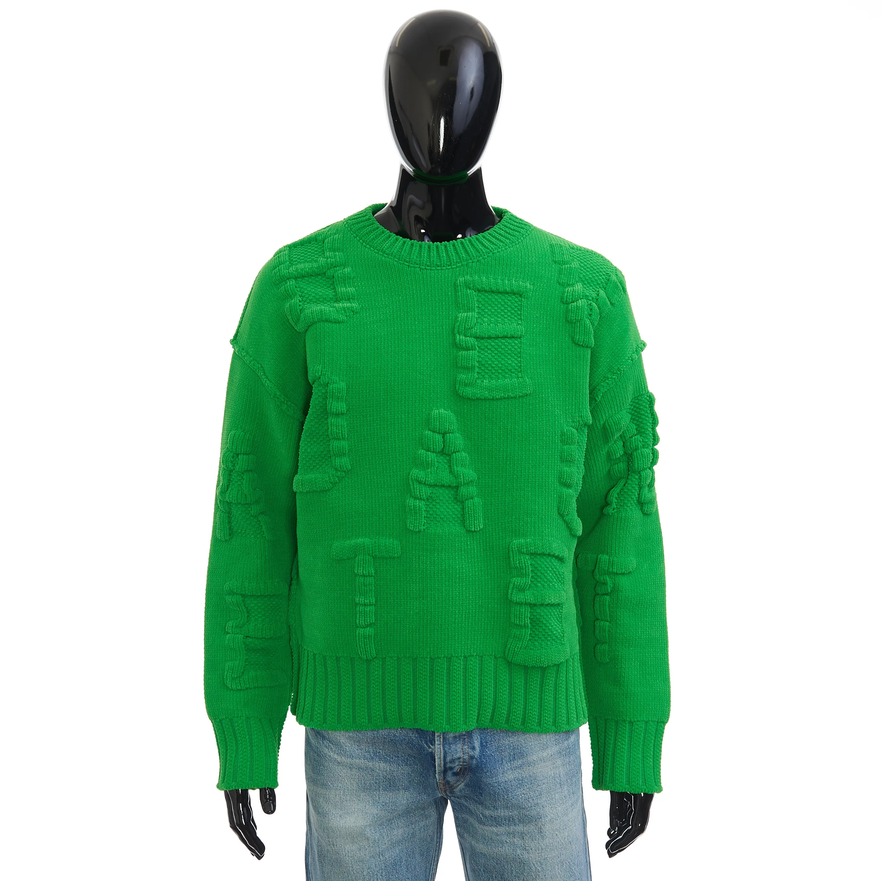 Parakeet Green Alphabet Chenille Sweater