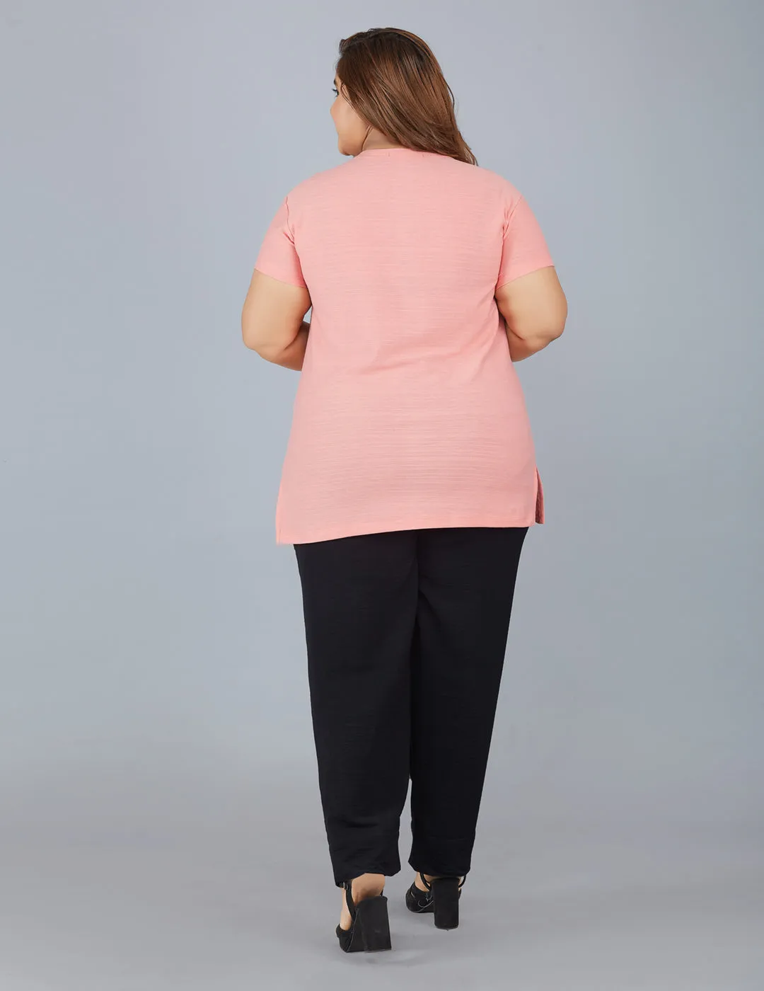 Plus Size Cotton T-shirts For Summer - Peach