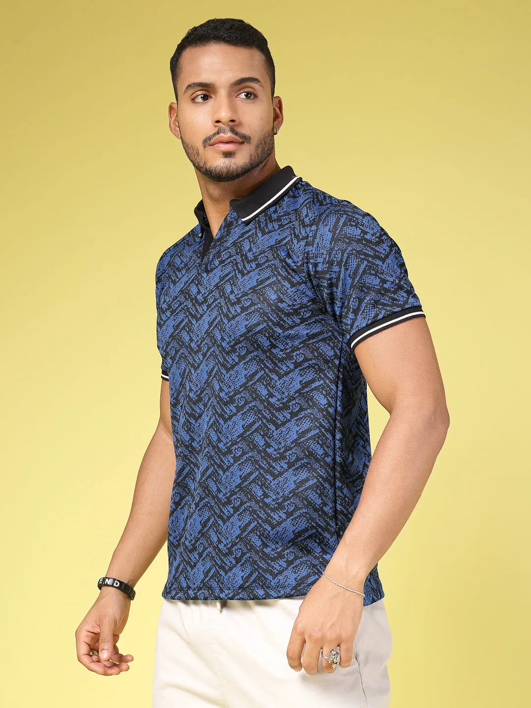 Polyester Abstract Print Polo T-Shirt