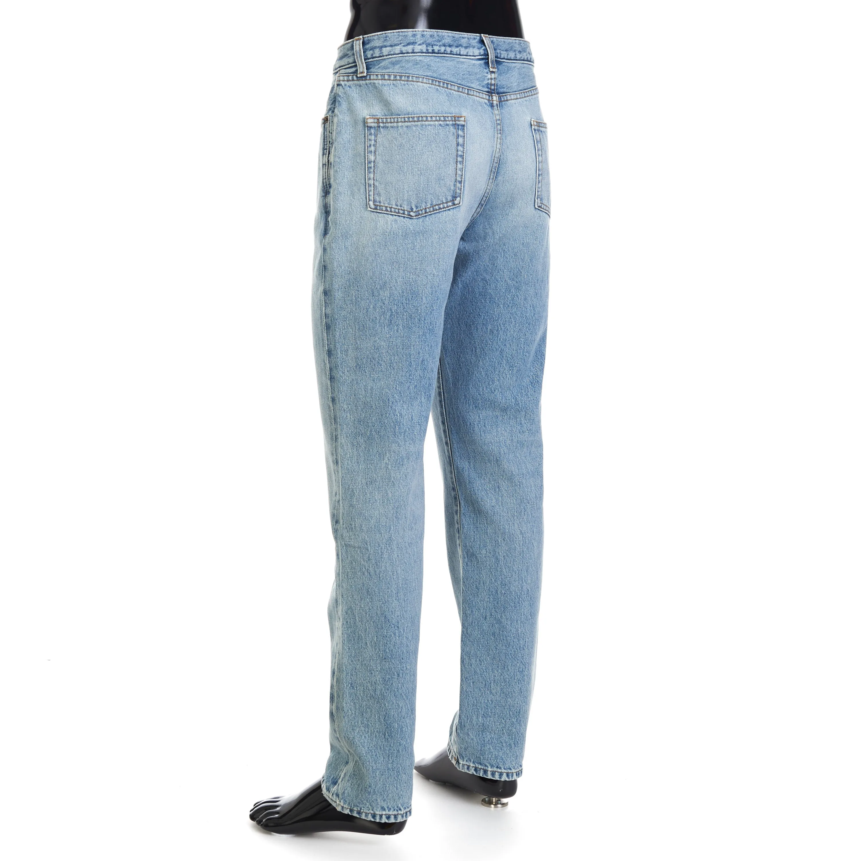 Relaxed Fit Jeans - Clear Blue Denim, Mid Rise, Five Pocket