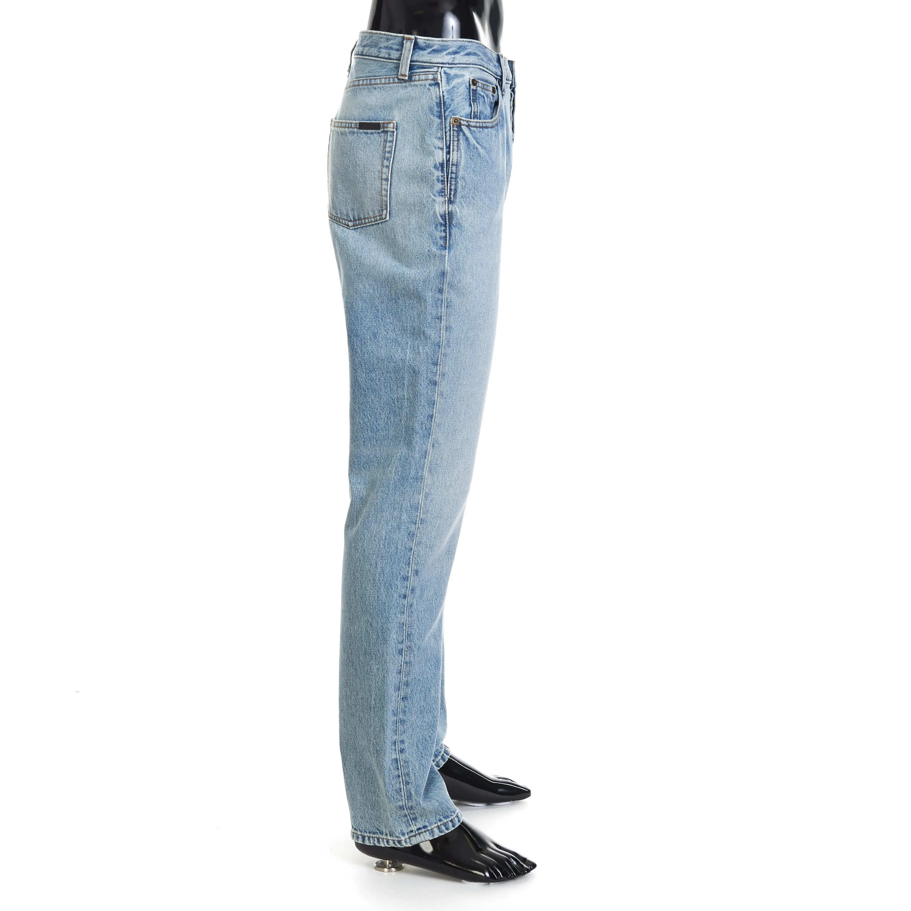 Relaxed Fit Jeans - Clear Blue Denim, Mid Rise, Five Pocket