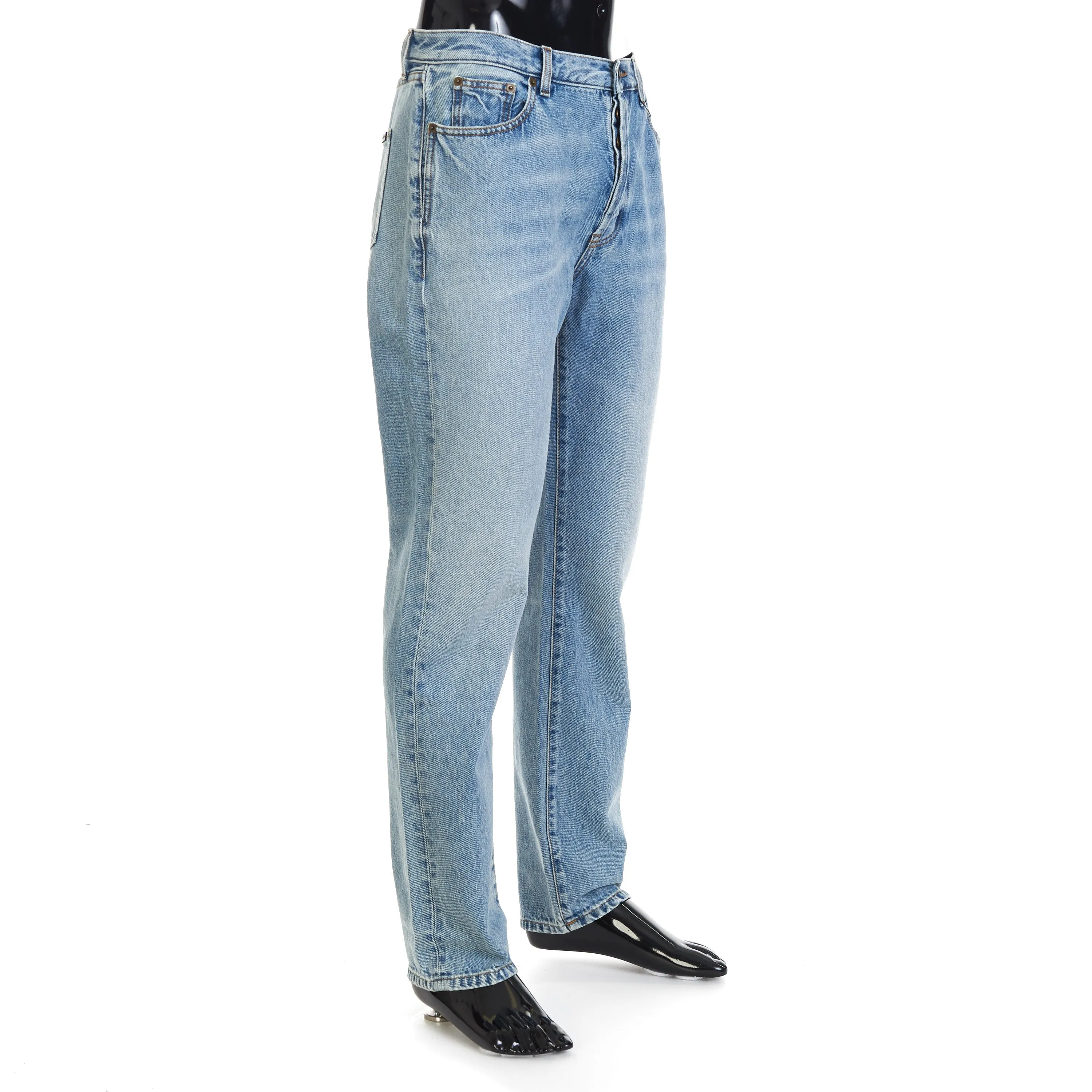 Relaxed Fit Jeans - Clear Blue Denim, Mid Rise, Five Pocket