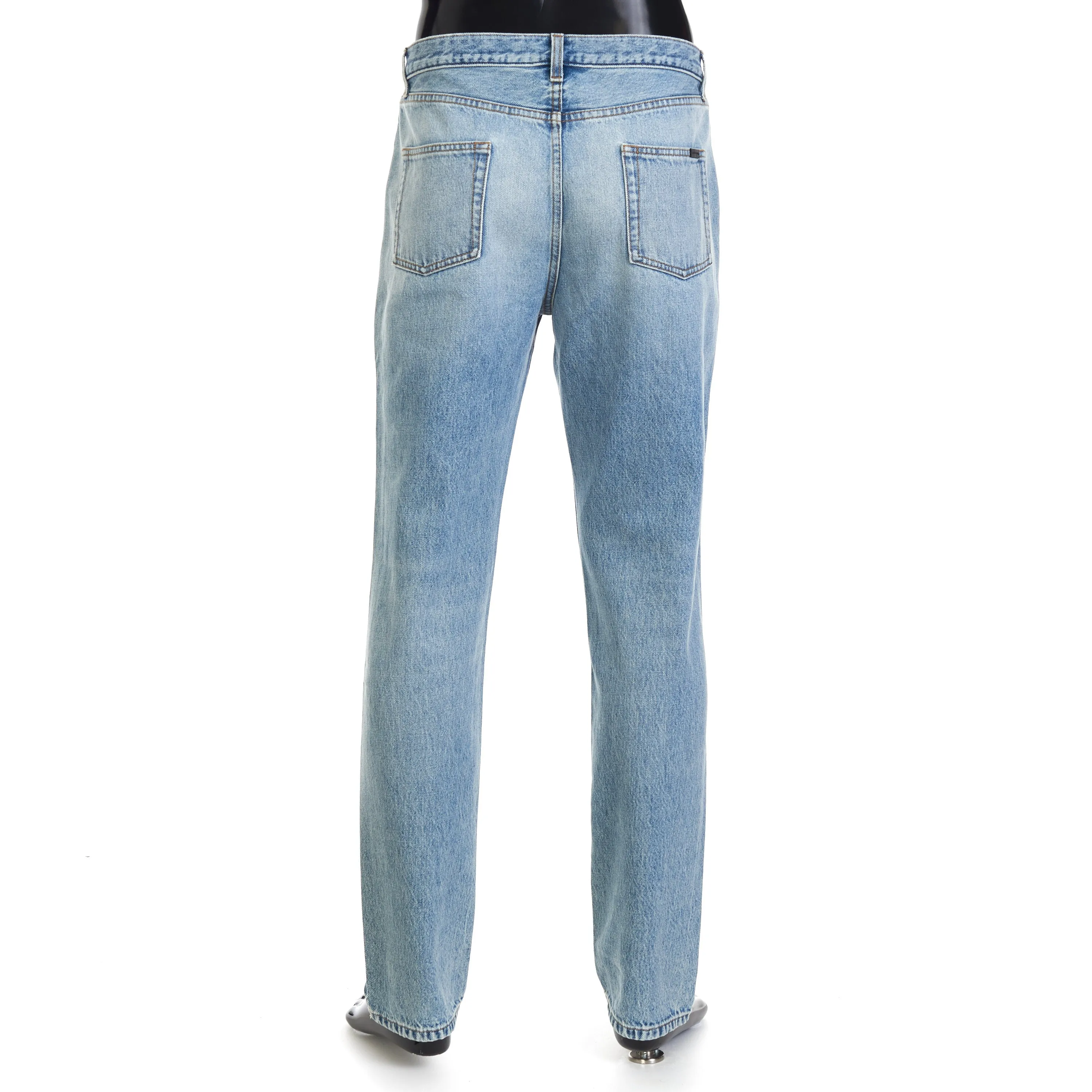 Relaxed Fit Jeans - Clear Blue Denim, Mid Rise, Five Pocket