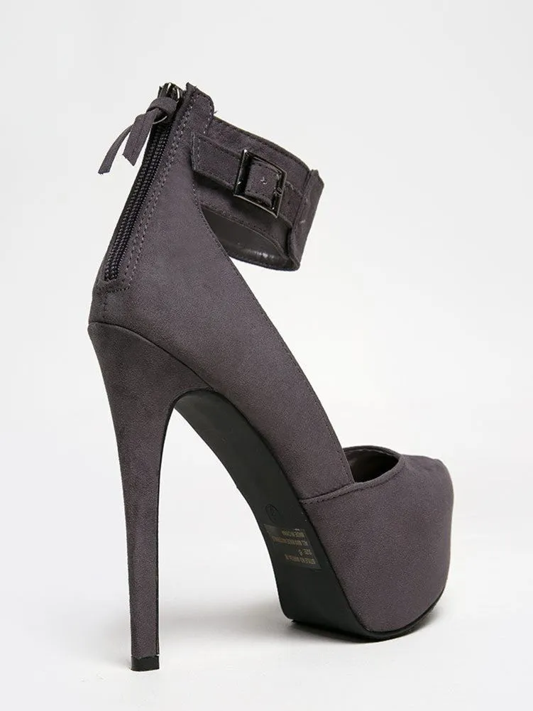 Sexy Grey Platform Ankle Stiletto Heel Pump