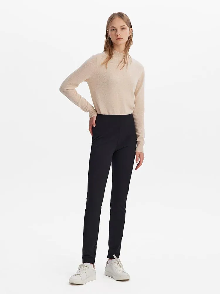 Stretchy Knit Full Length Women Winter Pants