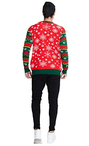 uideazone Women's Ugly Christmas Sweater Light-UP Christmas Tree Pattern Long Sleeve Knitted Pullover Sweatshirt Jumper