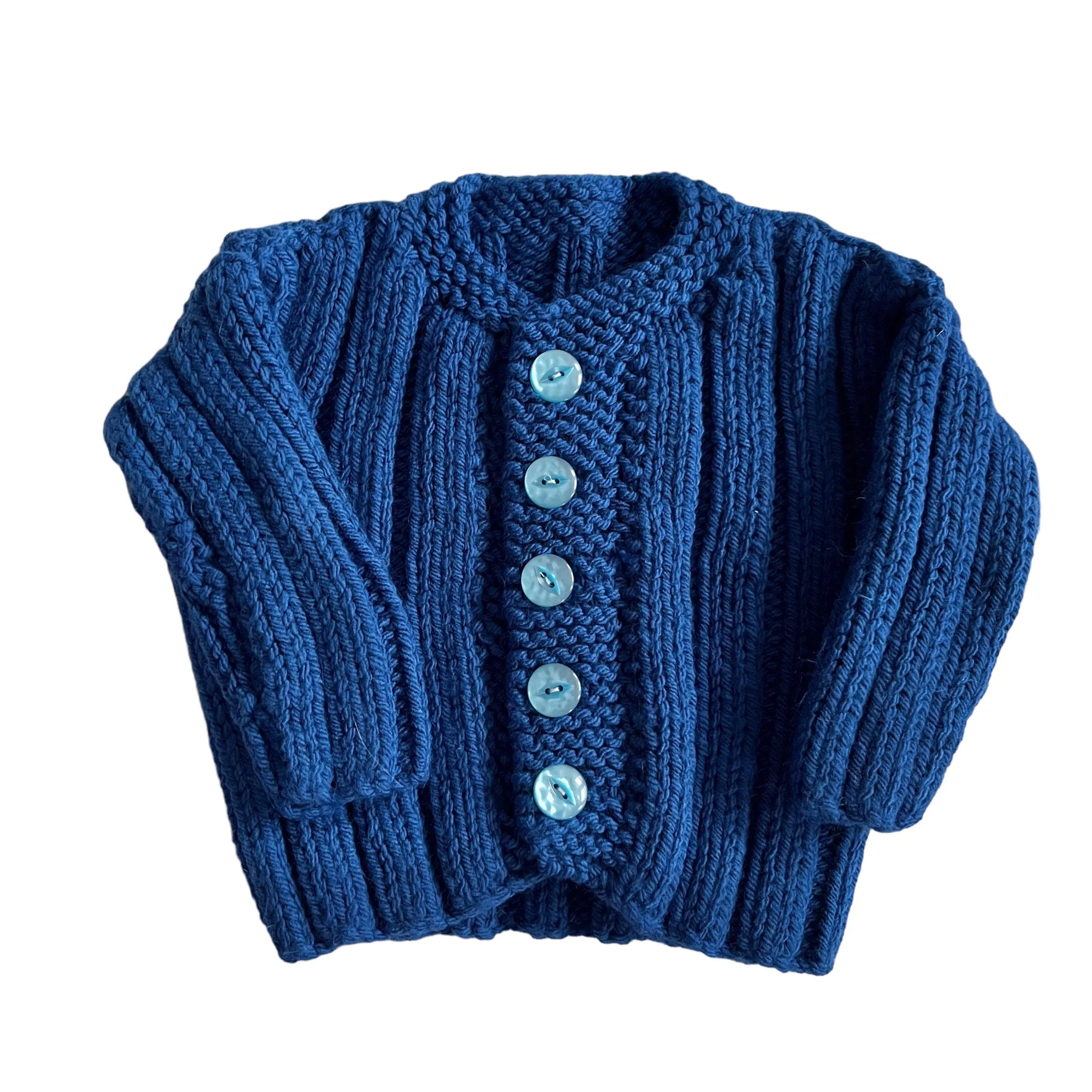 Vintage  Knitted Navy Chunky Cardigan  / 6-9M