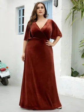 Vintage Plus Size Maxi Long Velvet Evening Dresses For Women