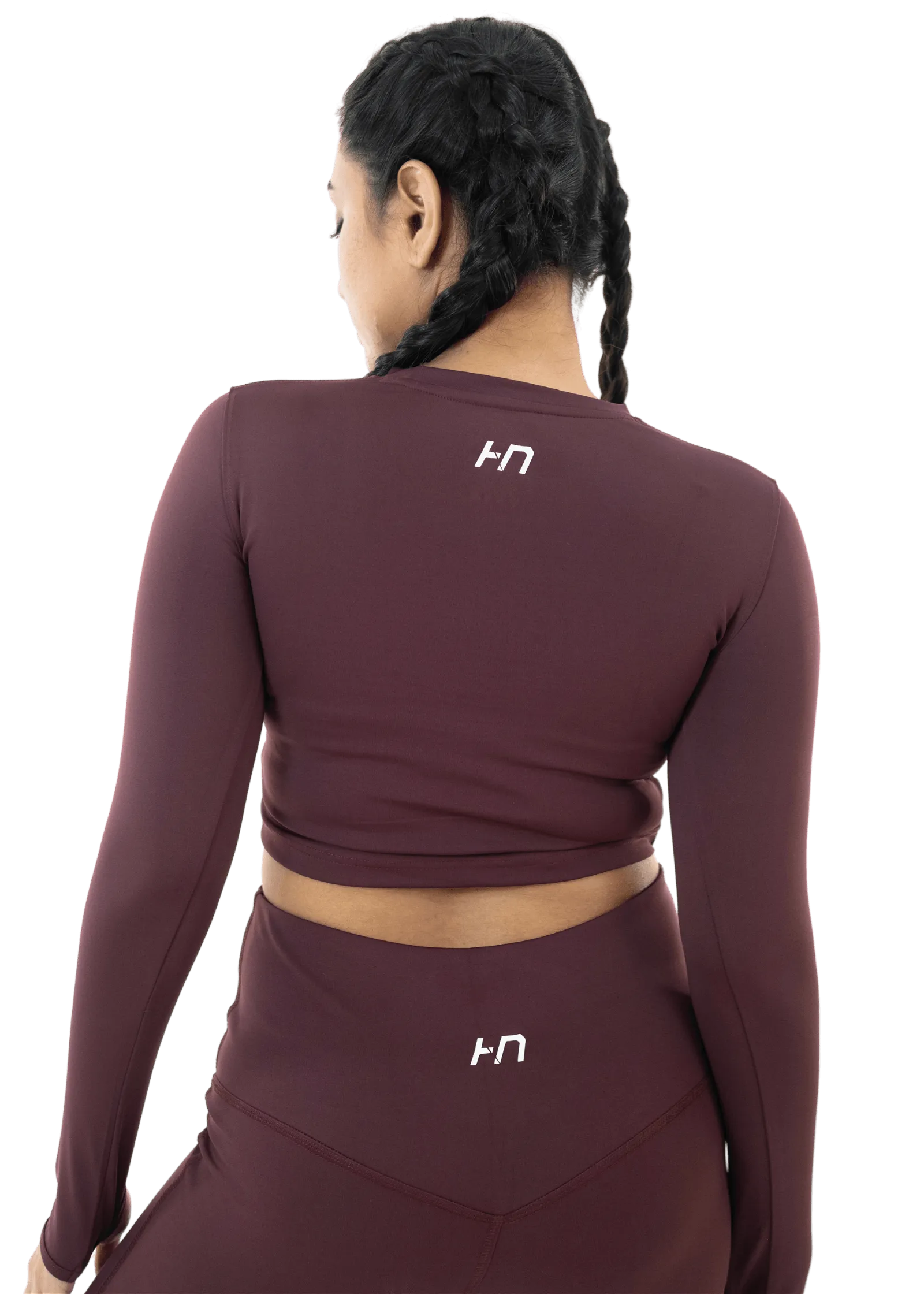 Wine Red Thumbhole Crop Top