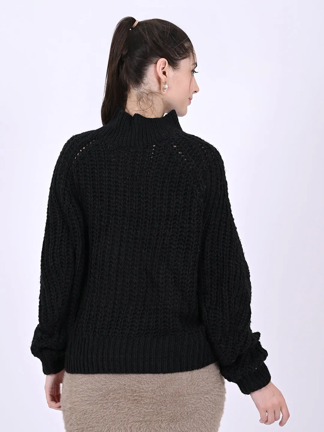 Women Black Turtleneck Sweater