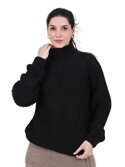 Women Black Turtleneck Sweater