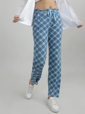 Women Blue Printed Lounge Pants