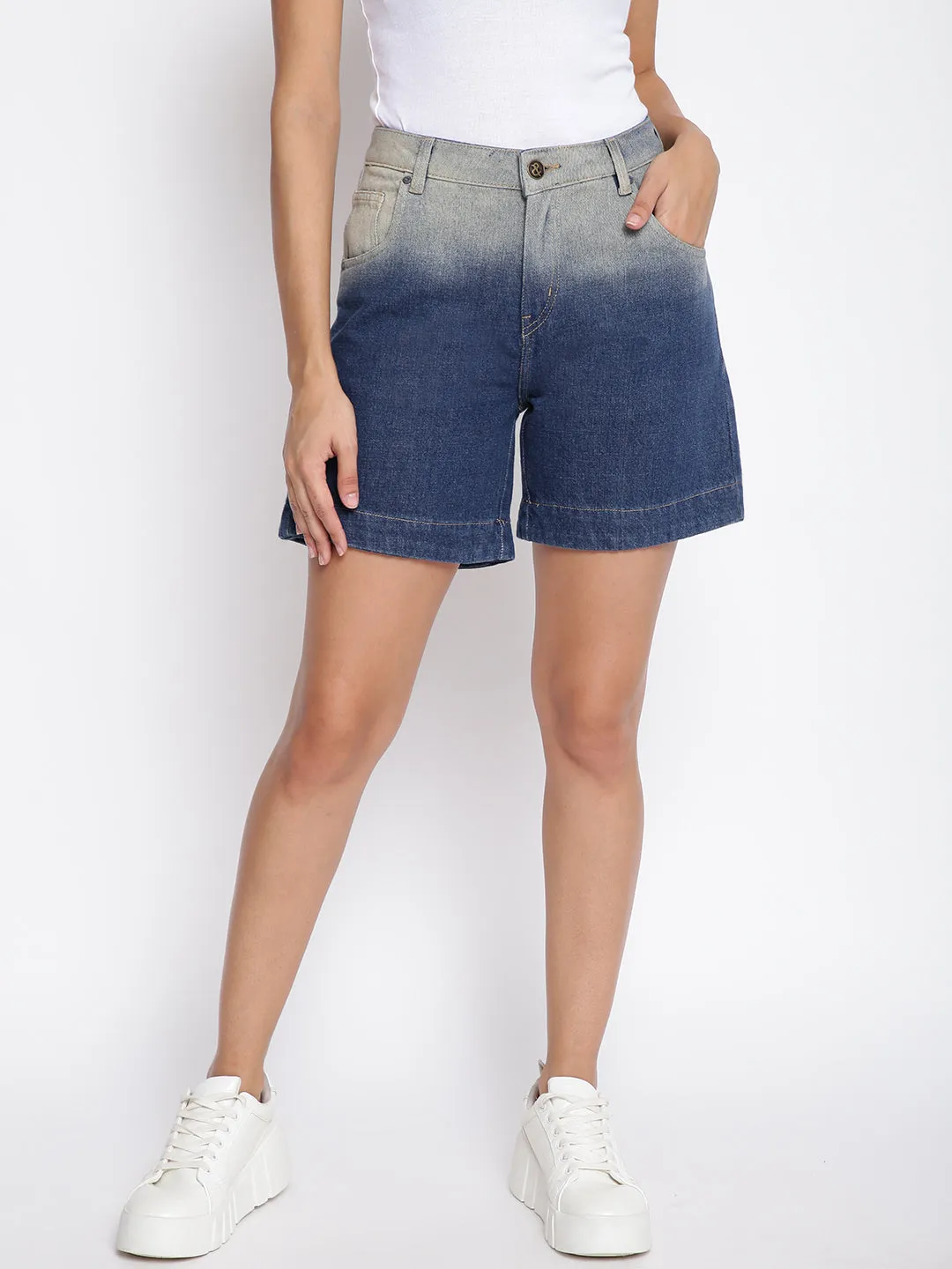 Women Dark Blue Denim Shorts