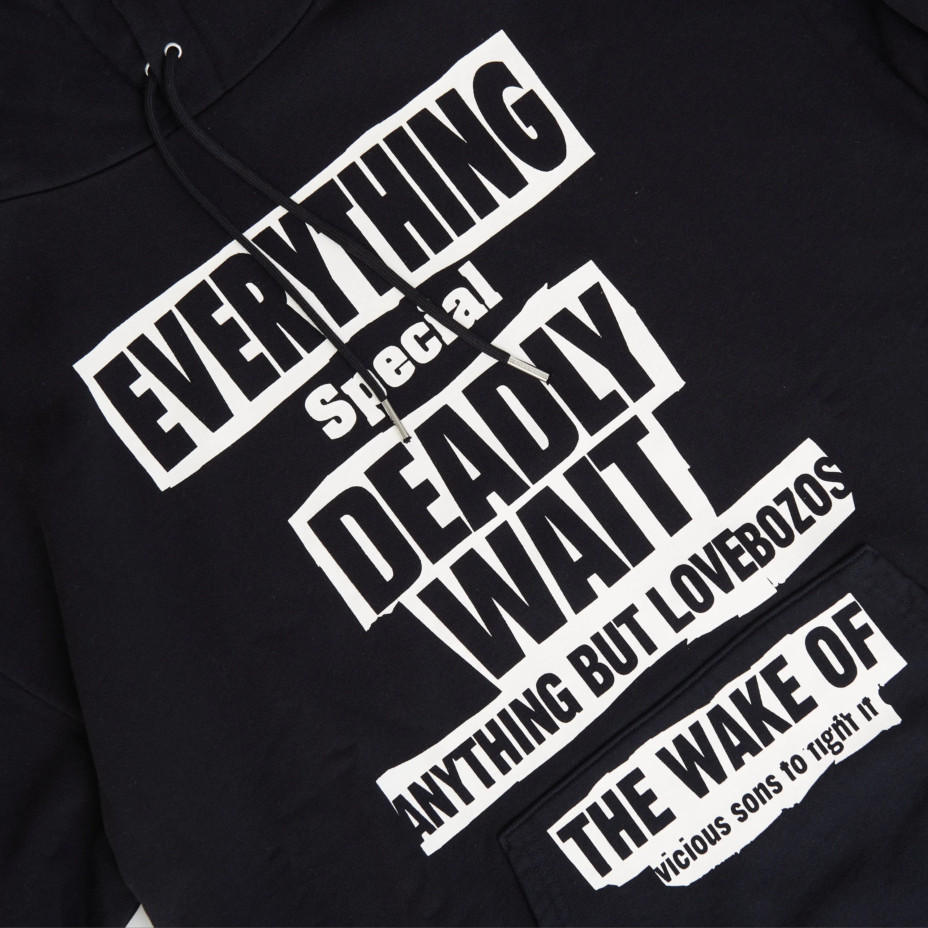 x ALAN VEGA Loose Hoodie "Everything Special Deadly Wait" Print In Cotton Fleece